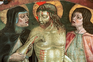 Madonna con il Bambino  con San Sebastiano, San Giovanni Battista, San Pietro, Sant'Apollonia; Cristo in pietà con la Madonna e San Giovanni evangelista